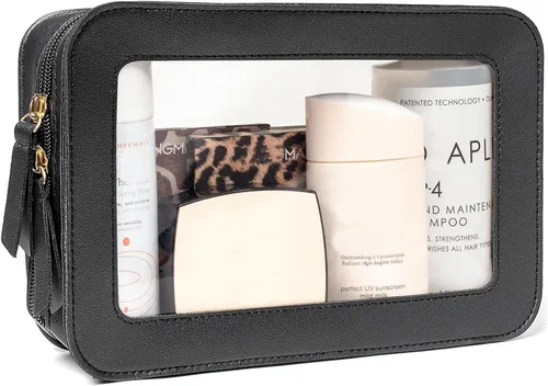 Bolsa de maquillaje transparente pequeña, aprobada por la TSA, bolsa de aseo portátil con cremallera, bolsa de viaje para cosméticos, estuche