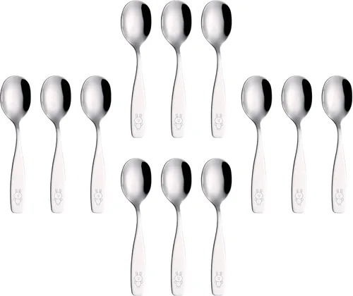Miniatura 14 de ANNOVA Juego de cubiertos para niños de 6 piezas de acero inoxidable - 2 tenedores seguros, 2 cuchillos de cena, 2 cucharas de cena, utensilios