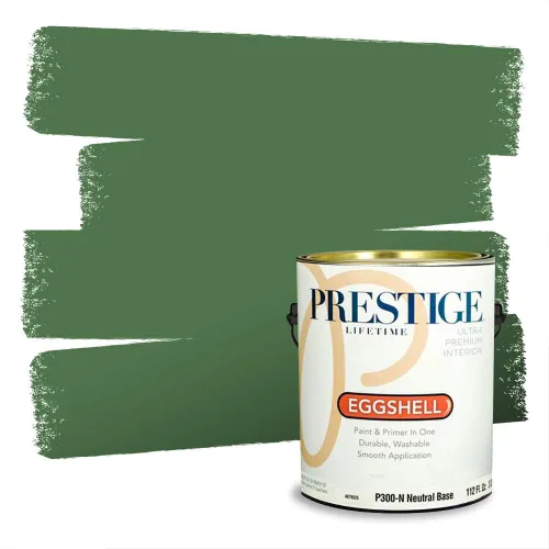 Miniatura 213 de Prestige Paints - Pintura exterior e imprimación en uno, 1 galón, plano, compatibilidad comparable con el color menta «Whipped Mint» de Behr