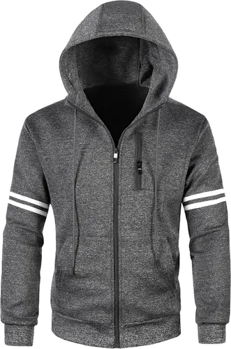 Miniatura 3 de Chrisuno Sudadera con capucha de forro polar suave para hombre, sudadera con capucha y cremallera