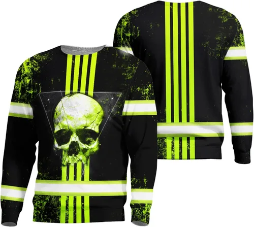 Miniatura 21 de Camiseta de alta visibilidad con bandera de EE. UU., con nombre personalizado, ropa de trabajo de seguridad reflectante, caminantes Calavera