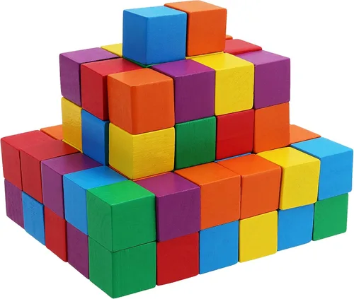 150 cubos de madera de colores de 1 pulgada, cubos de madera coloridos de primera calidad con 6 colores surtidos, bloques de madera cuadrados para