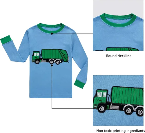 Miniatura 2 de KikizYe Conjunto de pijamas para niños y niñas pequeños, 100% algodón, ropa de dormir