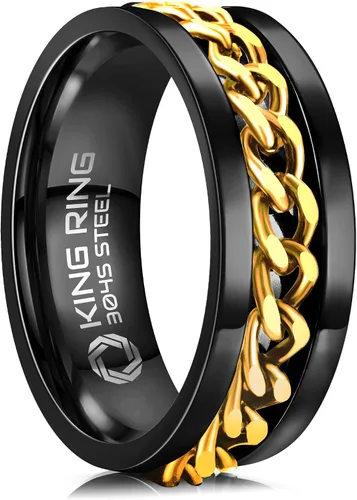 Miniatura 50 de King Ring Anillo giratorio de 0.315 pulgadas, anillo plano pulido fino para hombres y mujeres con cadena cubana, diseñado en Estados Unidos