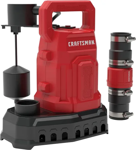 CRAFTSMAN Termoplástico reforzado con fibra de vidrio de 1/3 HP, bomba de sumidero totalmente sumergible, bomba de agua eléctrica multiusos