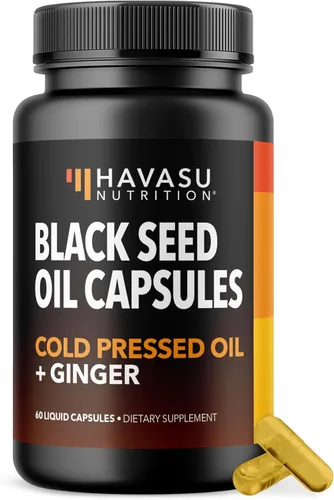 Miniatura 12 de Cápsulas de aceite de semilla negra prensado en frío - Suplemento de 1500 mg de comino negro para la función inmune, apoyo digestivo y salud general