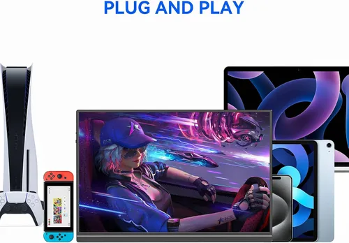 Miniatura 7 de Veout Monitor portátil de 16 pulgadas para laptop, pantalla externa de viaje FHD IPS de 1920 x 1200P, doble USB-C y mini-HDMI, filtro de luz azul