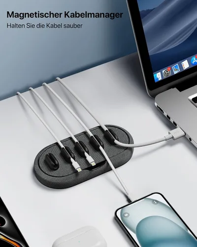 Miniatura 2 de Organizador de cables magnético, soporte de cable de escritorio con 6 clips magnéticos para cables, gestión de cables de carga para oficina en casa