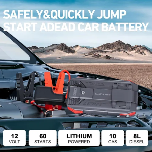 Miniatura 2 de Arrancador de Batería de Coche de 4000A, Arrancador de Coche Portátil para Motores de Gasolina de hasta 10L y Diésel de 8L, Caja de Arranque de 12V