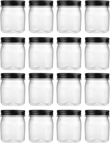 Miniatura 19 de novelinks Tarros de plástico transparente de 8 onzas con tapas herméticas, paquete de 16 tarros de plástico con tapas de 8 onzas, recipientes de Oro