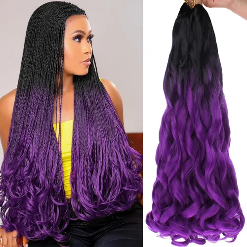Miniatura 83 de COOKOO 9 paquetes de cabello rizado francés trenzado de 18 pulgadas, suave y flexible, cabello trenzado de alta calidad, rizos franceses, extensión