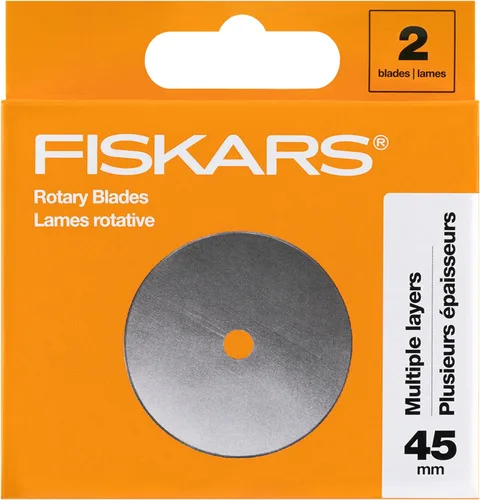 Fiskars. Cuchillas giratorias de 45 mm. 2 por paquete. Cuchillas de repuesto para cortadoras giratorias. Corte de precisión para acolchados y