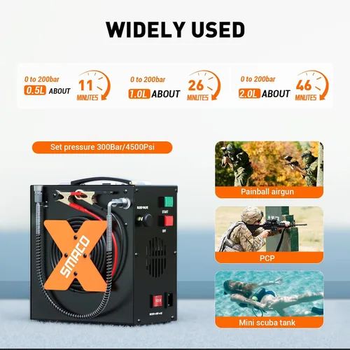 Miniatura 3 de Compresor de aire PCP 4500Psi/30Mpa Compresor de aire de alta presión para tanque de paintball/buceo, sin aceite, sin ruido y apagado automático