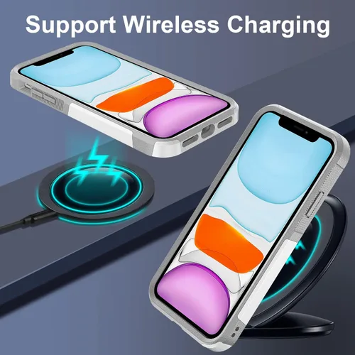 Miniatura 6 de Funda para iPhone 11, diseño deportivo de fútbol, absorción de golpes, policarbonato duro y silicona híbrida de doble capa de armadura Defender