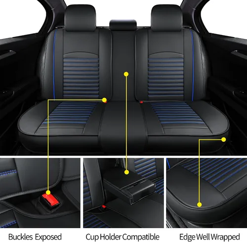 Miniatura 4 de Fundas de asiento de cuero para automóviles, juego completo de fundas de asiento de automóvil, fundas de asiento para camiones, SUV, cuero