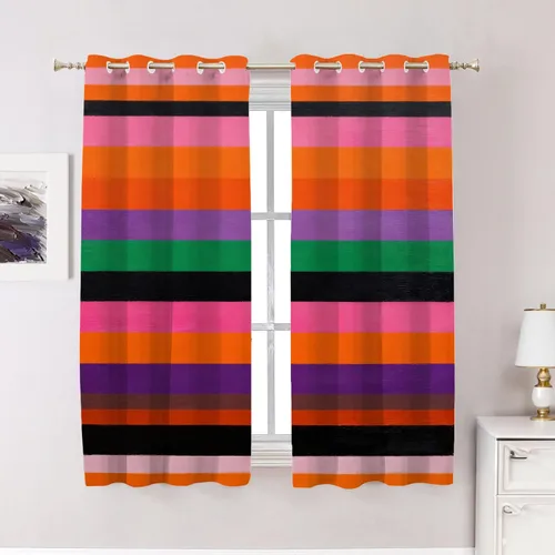 Miniatura 33 de Cortinas de cocina de hojas de arce otoñales para ventanas, hojas verdes y rojas sobre cenefas opacas negras, tratamientos de ventana de poliéster
