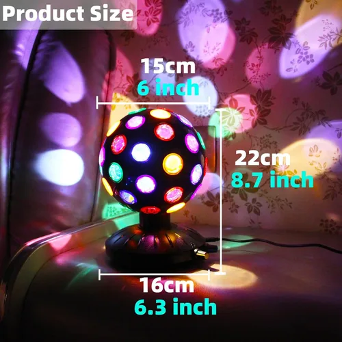 Miniatura 2 de Proyector de luz nocturna LED de bola de discoteca giratoria de 360°, lámpara ajustable de brillo para fiestas, iluminación, Halloween, Navidad
