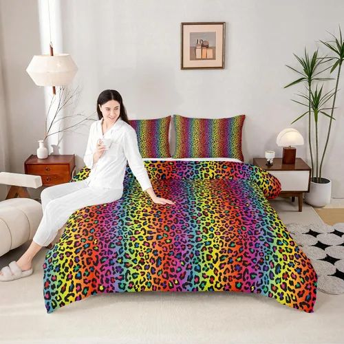 Miniatura 11 de Castle Fairy Juego de edredón con estampado de leopardo rosa y negro, juego de colcha de retazos de piel de cebra, tamaño King, para niños, niñas