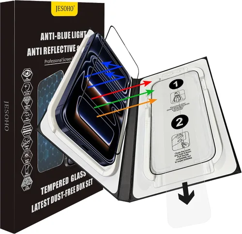 Miniatura 11 de Protector de pantalla de luz azul para iPhone 12 Pro Max (2020-6.7 pulgadas), protección ocular HD transparente con bloqueo de luz azul, vidrio