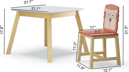 Miniatura 7 de El juego de mesa de comedor y 4 sillas de madera para niños es el tamaño perfecto para que los niños coman, lean libros, coloren, hagan artes
