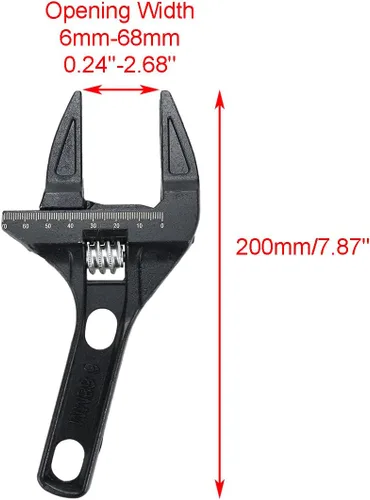 Miniatura 4 de Sscon Llave inglesa ajustable de 0.236-2.677 in, llave inglesa de fontanería para baño, cocina, color negro