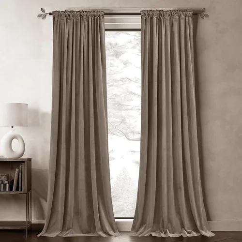 Miniatura 2 de Pony Dance Cortinas de terciopelo champán para oscurecer la habitación, 96 pulgadas, suaves, clásicas, sólidas, con aislamiento térmico, para sala