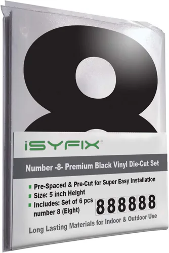 Miniatura 47 de iSYFIX Calcomanías de vinilo negro con el número 7 (siete), paquete de 6 calcomanías autoadhesivas de 7 pulgadas, calcomanías troqueladas y Negro
