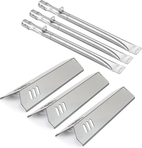 Paquete de 3 placas de calor de 14 3/16 pulgadas y quemador de parrilla de 15 5/8 pulgadas de repuesto para parrilla Uniflame GBC1030W, GBC1030WRS,