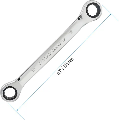 Miniatura 2 de Llave de trinquete de extremo de caja doble 0.394 in x 0.472 in métrica 72 dientes 12 puntos de trinquete herramientas de engranaje de trinquete