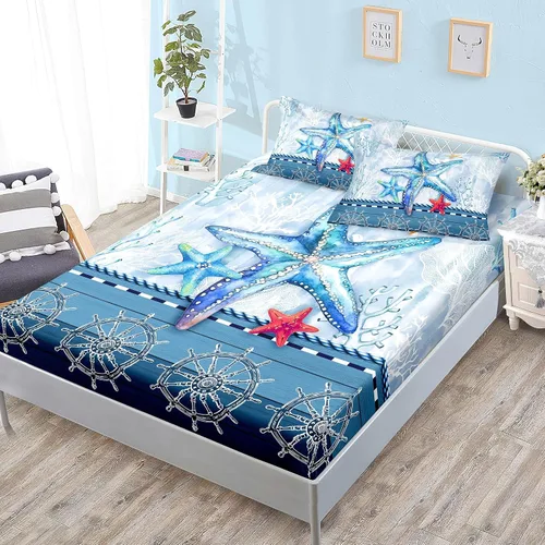 Miniatura 16 de HOSIMA Ropa de cama náutica, sábana bajera ajustable de anclaje de velero, cama individual en una bolsa para niños, decoración de habitación