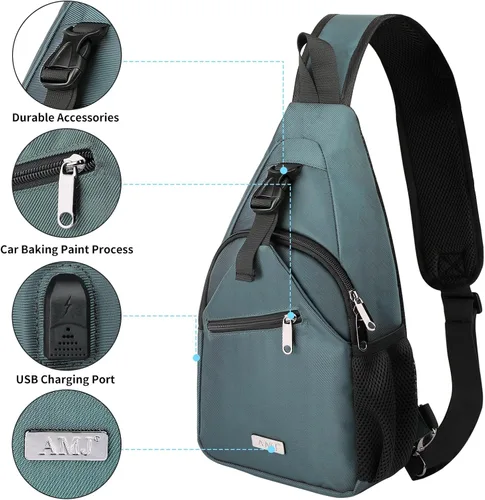 Miniatura 15 de AMJ Bolso bandolera para hombres y mujeres, mochila de hombro casual, mochila de pecho para senderismo y viajes