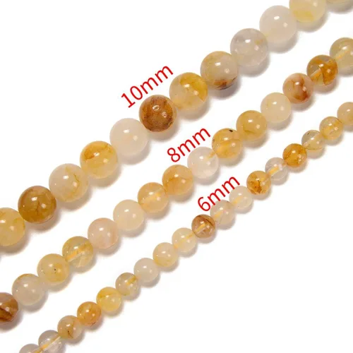 Miniatura 4 de JM Design Cuentas de cuarzo curandero dorado natural, cuentas redondas lisas de 0.315 pulgadas para hacer joyas, manualidades, pulseras, anillos