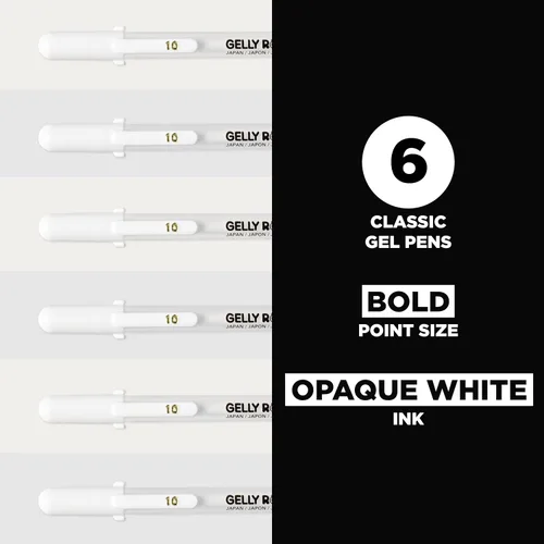 Miniatura 2 de SAKURA - Bolígrafos de tinta gel Gelly Roll - Puntas medias y gruesas para diario, arte o dibujo - Tinta blanca clásica - Puntas de tamaños variados