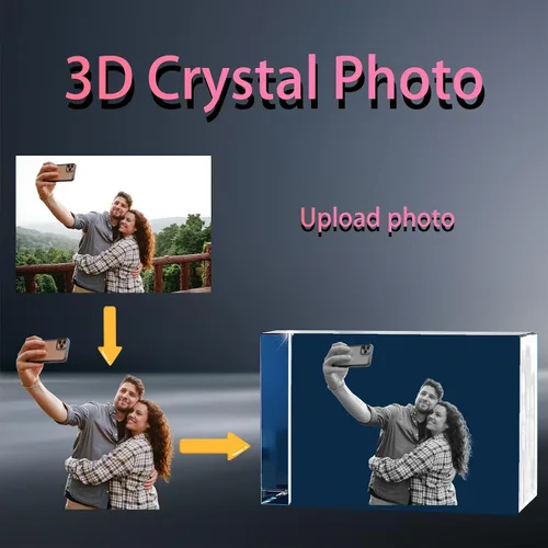 Miniatura 2 de Foto de cristal 3D, regalo personalizado para ella, él, mamá, papá, padre, regalo para parejas: foto personalizada en cristal, única para 2-3