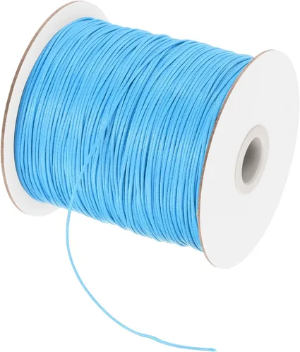 Miniatura 124 de MECCANIXITY Cordón encerado de poliéster encerado de 0.020 in, cuerda de cera de 175 yardas para hacer pulseras, collares, cuentas, joyería y Negro