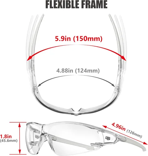 Miniatura 6 de HTS HUNTERSKY ANSI Z87.1 Gafas de seguridad antivaho envolventes transparentes, gafas de laboratorio para pickleball y química con resistencia a