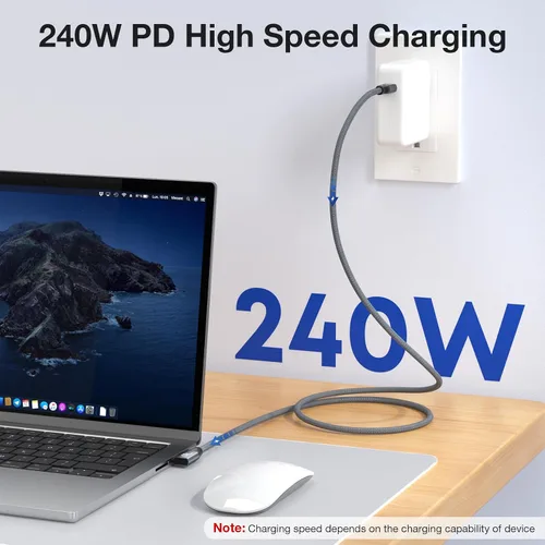 Miniatura 4 de QCEs Cable de monitor USB C en ángulo recto de 3.3 pies con salida de video a monitor portátil 8K USB C 3.2 Gen 2x2 Cable de video de 20 Gbps