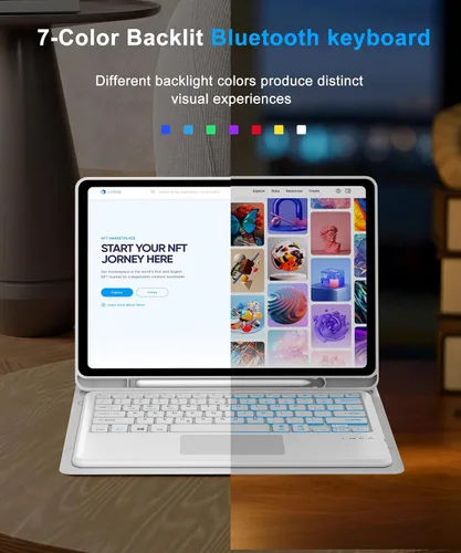 Miniatura 4 de for Samsung Galaxy Tab S11 Ultra 14.6 inch Keyboard Case, 7 Colors Backlit, Multi-Gesture Smart Touchpad, Detachable Bluetooth Wireless Trackpad