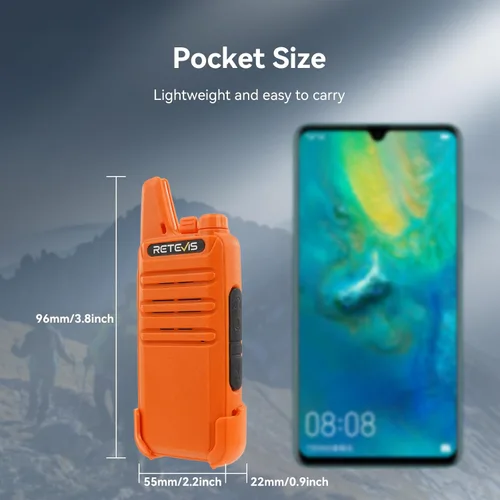 Miniatura 2 de Retevis Walkie Talkies recargables RT22, radio bidireccional de largo alcance para adultos, radio portátil de mano, activada por voz, alarma