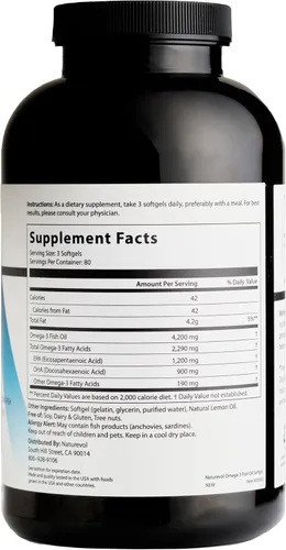 Miniatura 7 de Aceite de pescado omega-3 de triple fuerza 4200 mg – 1200 mg EPA + 900 mg DHA Cápsulas blandas sin eructos de alta potencia Aceite de pescado
