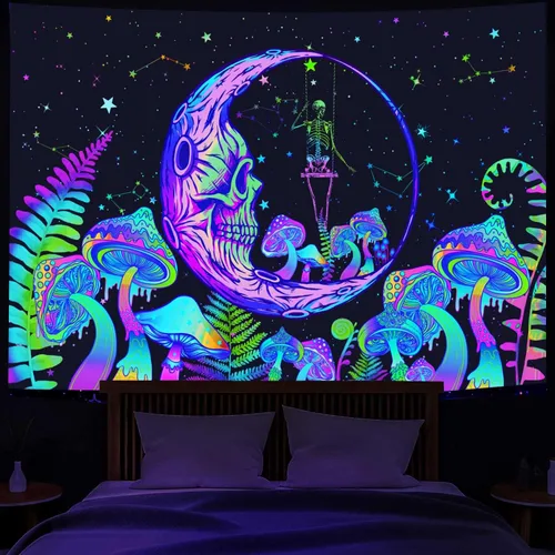 Miniatura 8 de Bzhilja Tapiz Temático de Juego con Luz Negra, Tapiz de Pared UV Reactivo para Arte de Pared de Juegos para Chicos, Hombres, Niños, Tapiz de Arte