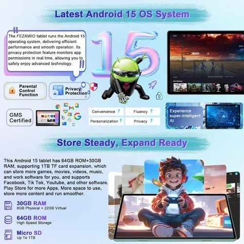 Miniatura 2 de Tableta 2025 con Android 15 de 10 pulgadas con teclado de 30 GB de RAM 64 GB ROM, tableta 2 en 1 Octa-Core con Gemini AI, WiFi 5G, 6000 mAh, Verde
