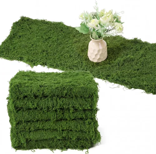 Miniatura 13 de Zeyune 1 camino de mesa de musgo falso para manualidades, rollo de hoja de musgo artificial de 12 x 71 pulgadas, impermeable, para pared, techo