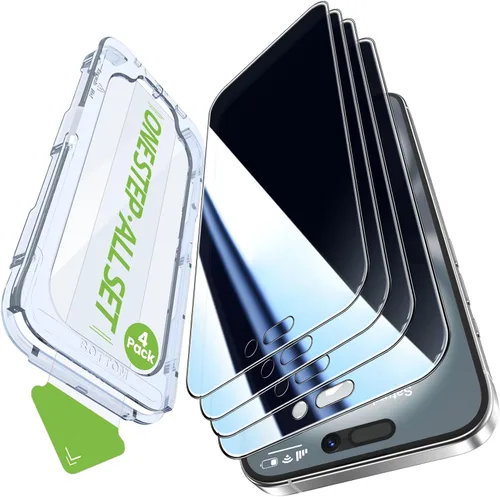 Miniatura 9 de iGluz Paquete de 4+2 protectores de pantalla de privacidad para iPhone 16 con protector de lente de cámara de 6.1 pulgadas, 9H + vidrio templado
