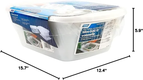 Miniatura 6 de Camco 43517 Kit de fregadero blanco con escurridor de platos, bandeja y alfombrilla para fregadero, paquete de 1