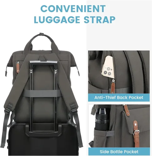 Miniatura 3 de LOVEVOOK Mochila para computadora portátil para mujer, mochila para profesores, enfermeras, trabajo, viajes, mochila para computadora, 15,6 pulg.