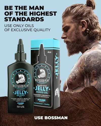 Miniatura 6 de Bossman Aceite de gelatina para barba para hombres (4 onzas, aroma mágico): suaviza, hidrata y acondiciona con ingredientes naturales