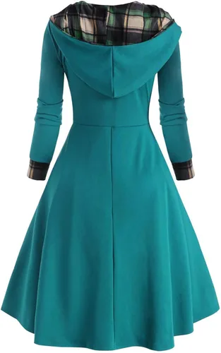 Miniatura 4 de Vestidos midi para mujer de talla grande bufanda con cuello y botones vestido de punto asimétrico