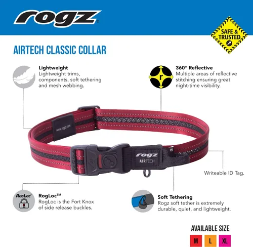 Miniatura 3 de Rogz Airtech Classic Collar para Perro Mediano - Ocre Quemado