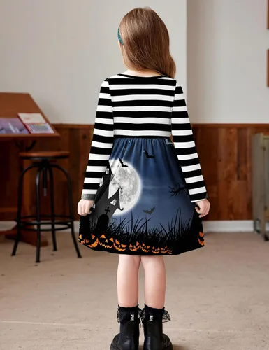 Miniatura 3 de Arshiner Vestido de manga larga de color sólido casual con bolsillo para niñas pequeñas